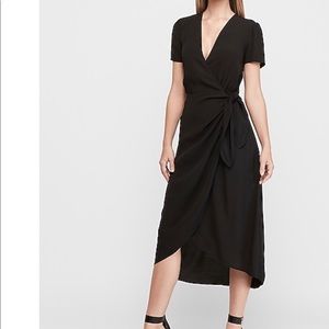 Express wrap front hi low midi dress
